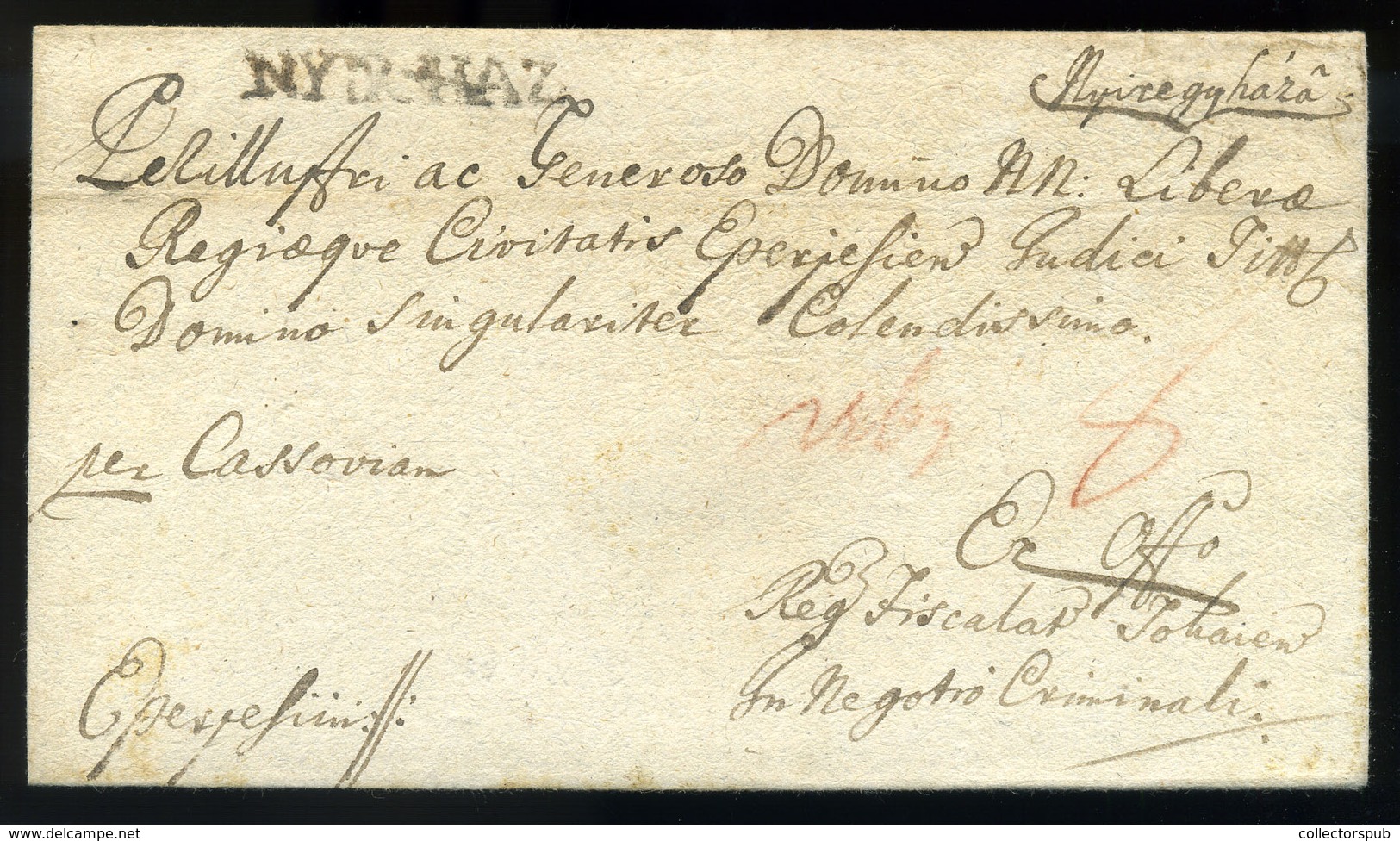 NYÍREGYHÁZA 1781. Portós Levél, Ritka "NYIR-HAZ" Bélyegzéssel Tokajra Küldve (G:600p) - ...-1867 Vorphilatelie