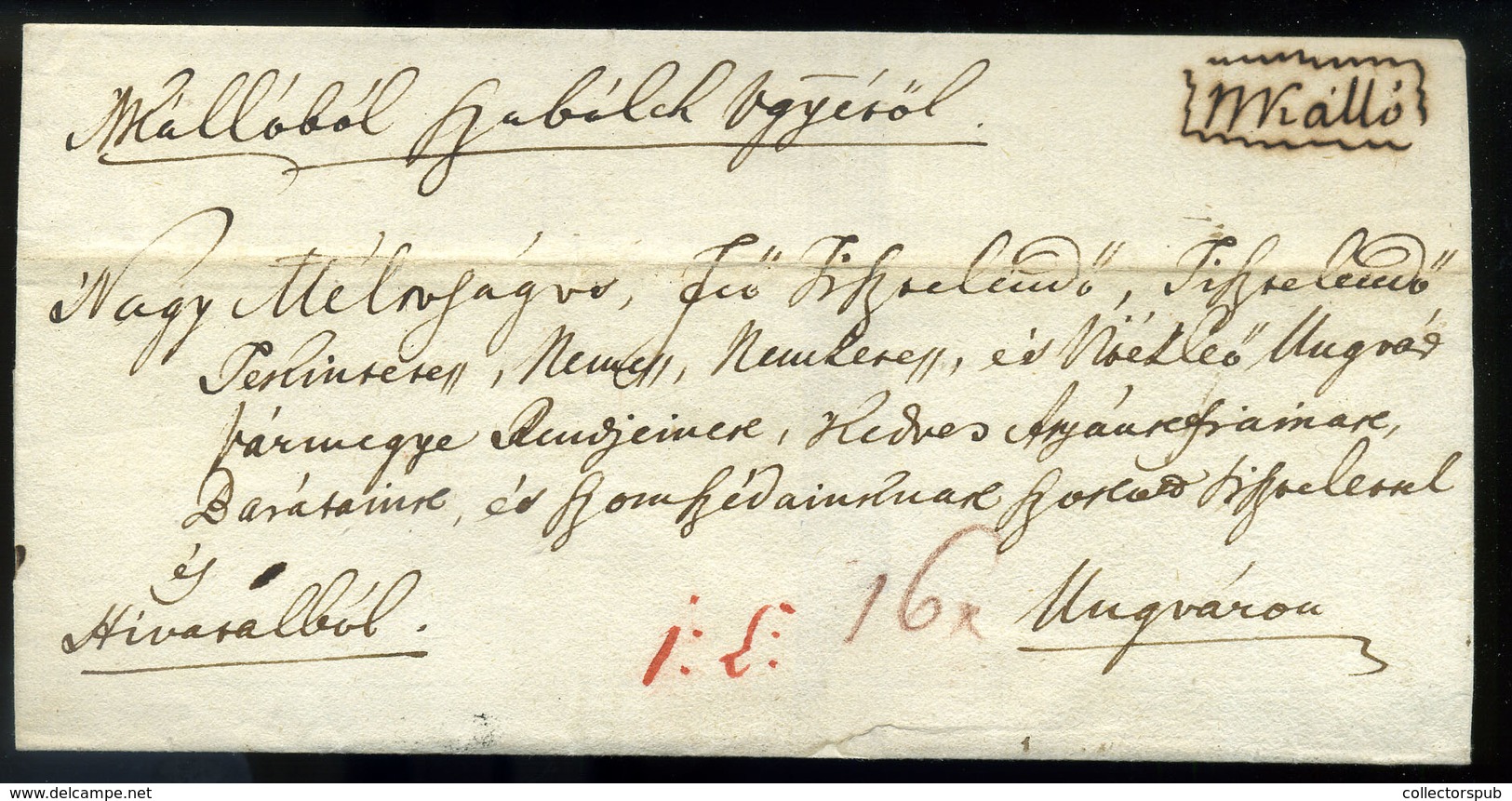 NAGYKÁLLÓ 1819. Ex Offo Levél Tintával Rajzolt 'NKálló' Helyiség Megjelöléssel Ungvárra Küldve. Érdekes, Ritka Darab! - ...-1867 Prephilately