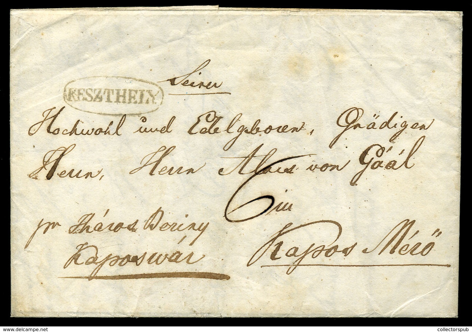 KESZTHELY 1846. Szép Portós Levél, Tartalommal, Kaposmérőre Küldve - ...-1867 Prephilately