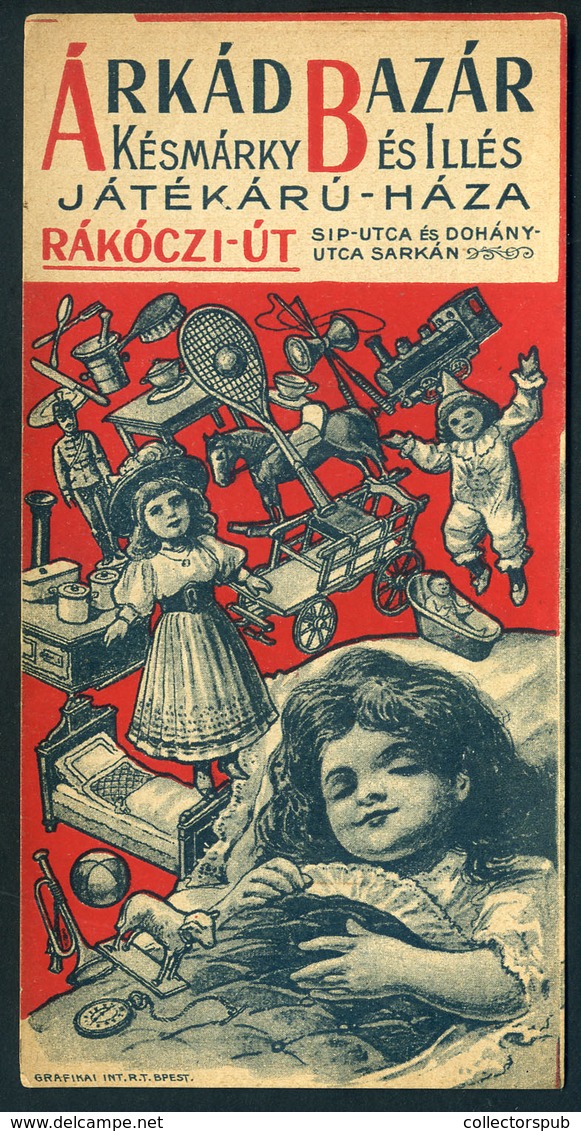 SZÁMOLÓ CÉDULA Régi Reklám Grafika , Árkád Bazár Játékáruház  /  Vintage Adv. Graphics BAR TAB, Árkád Bazaar Toy Store - Non Classés