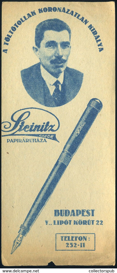 SZÁMOLÓ CÉDULA  Régi Reklám Grafika , Steinetz Töltőtoll  /  Vintage Adv. Graphics BAR TAB Fountain Pen - Non Classificati