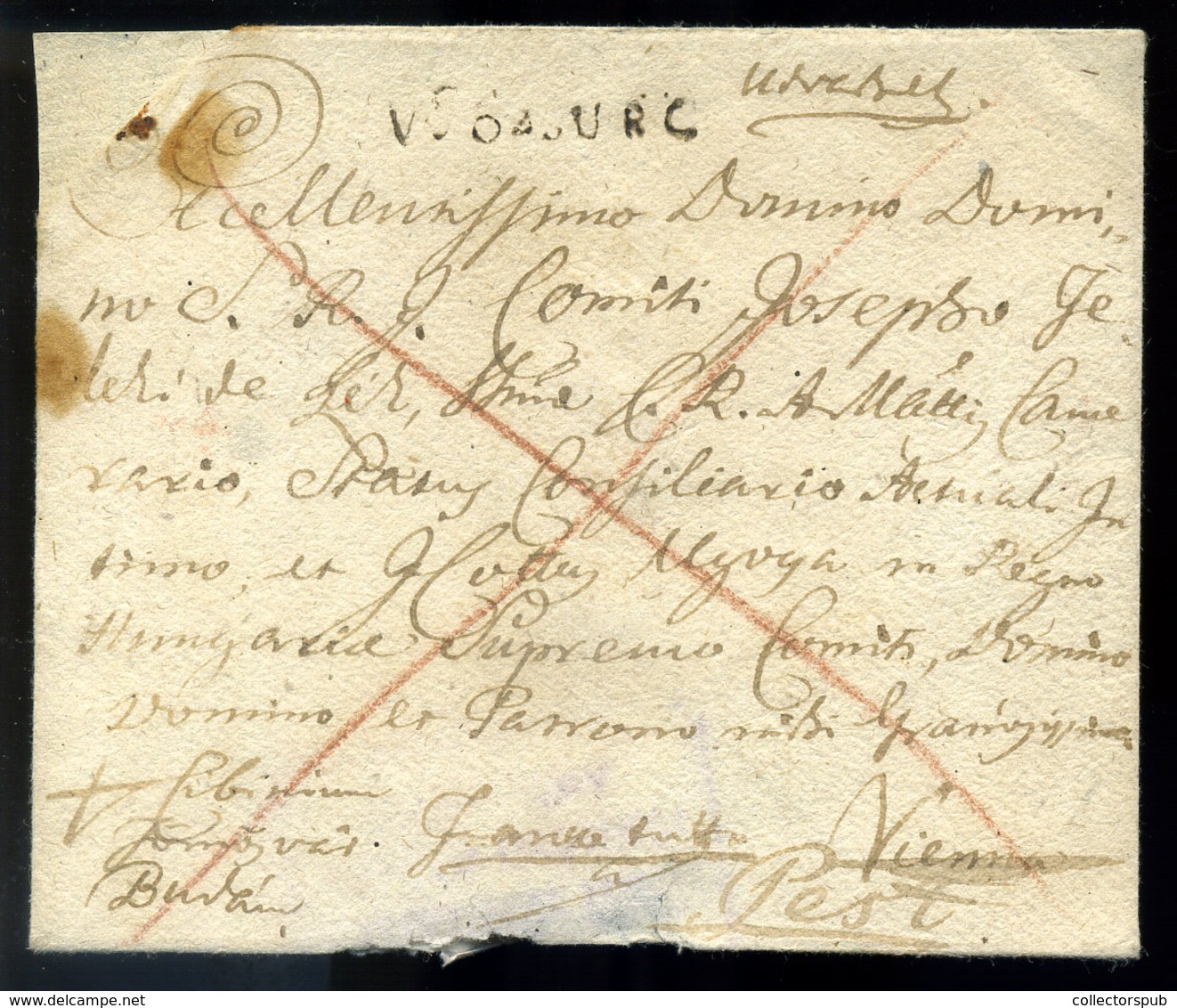 SEGESVÁR Ismeretlen Bélyegzés! "Franco Tutto Levél" "Udvarhely" Feladással , „per Sibinium, Kolozsvár, Budán” útvonal Me - ...-1867 Prephilately