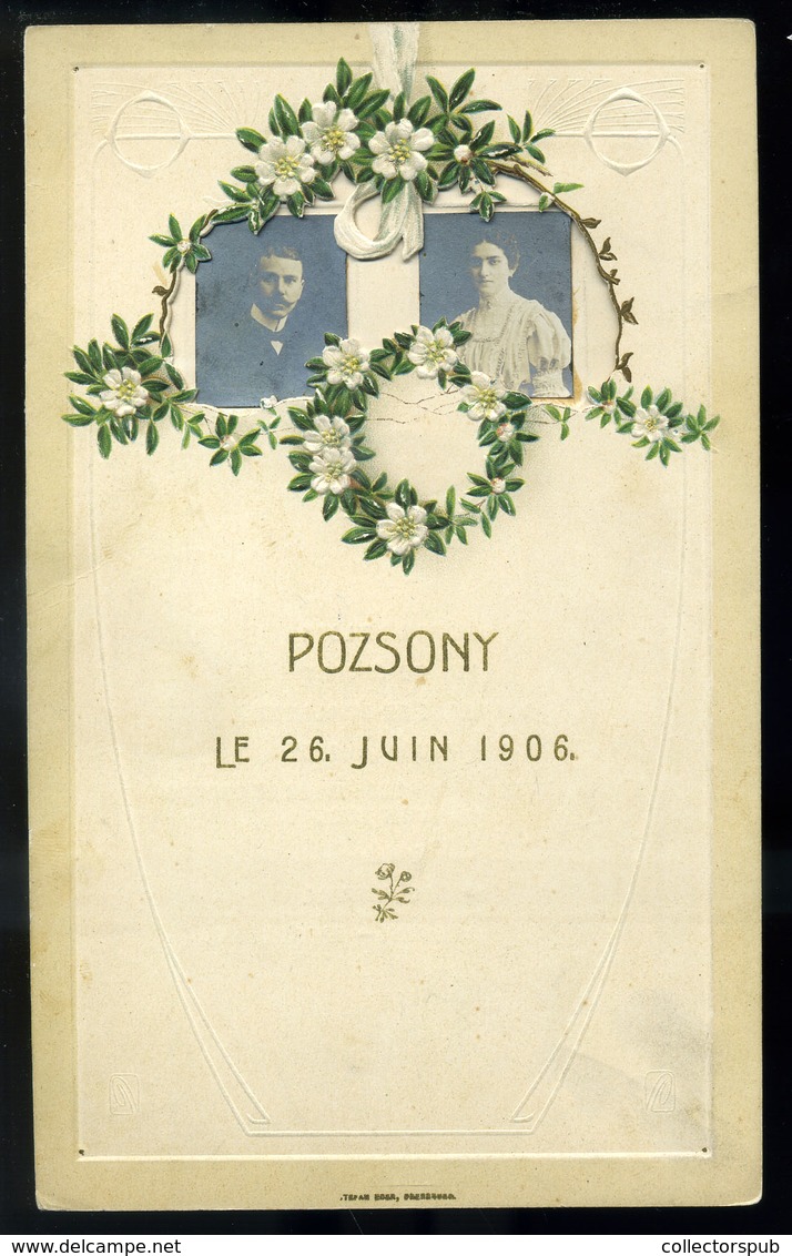 MENÜKÁRTYA  1906. Pozsony, Palugyay - Ohne Zuordnung