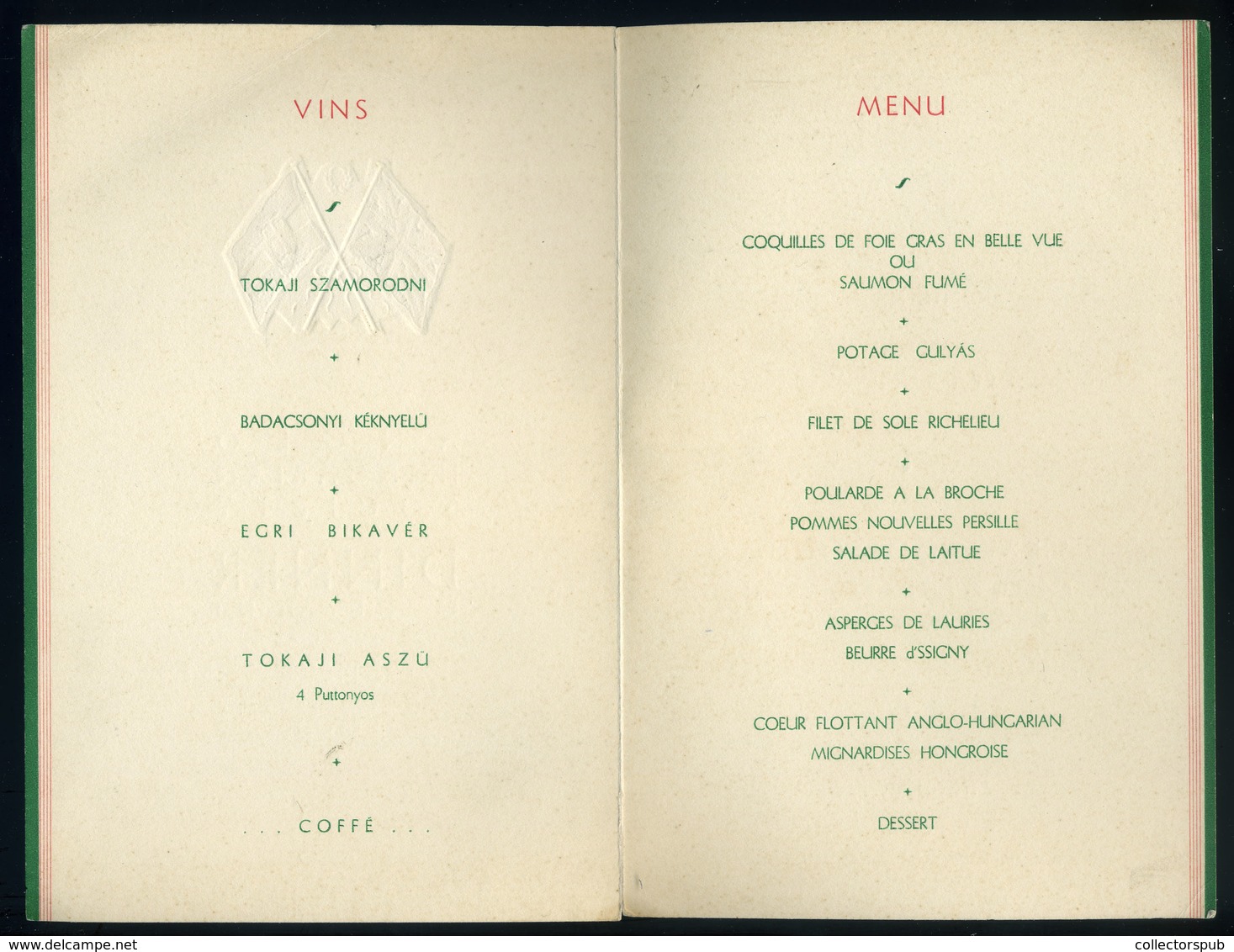 MENÜKÁRTYA 1931. London, Hungaria Restaurant, Anglo-Hungarian Society - Unclassified