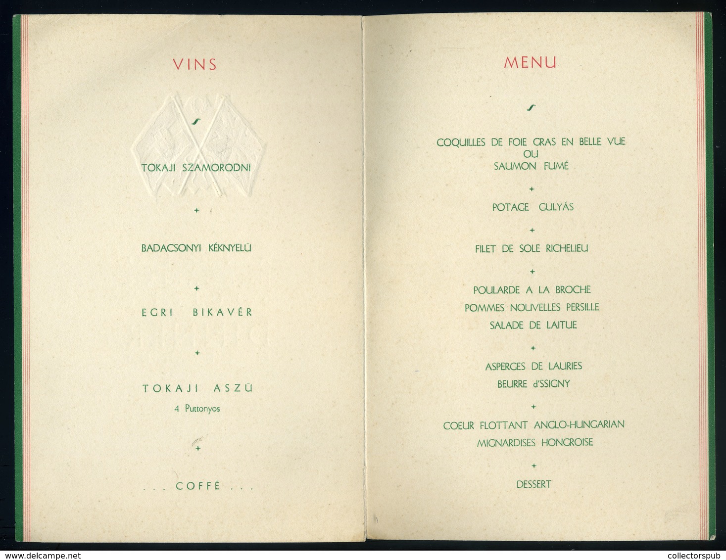 MENÜKÁRTYA 1931. London, Hungaria Restaurant, Anglo-Hungarian Society - Ohne Zuordnung