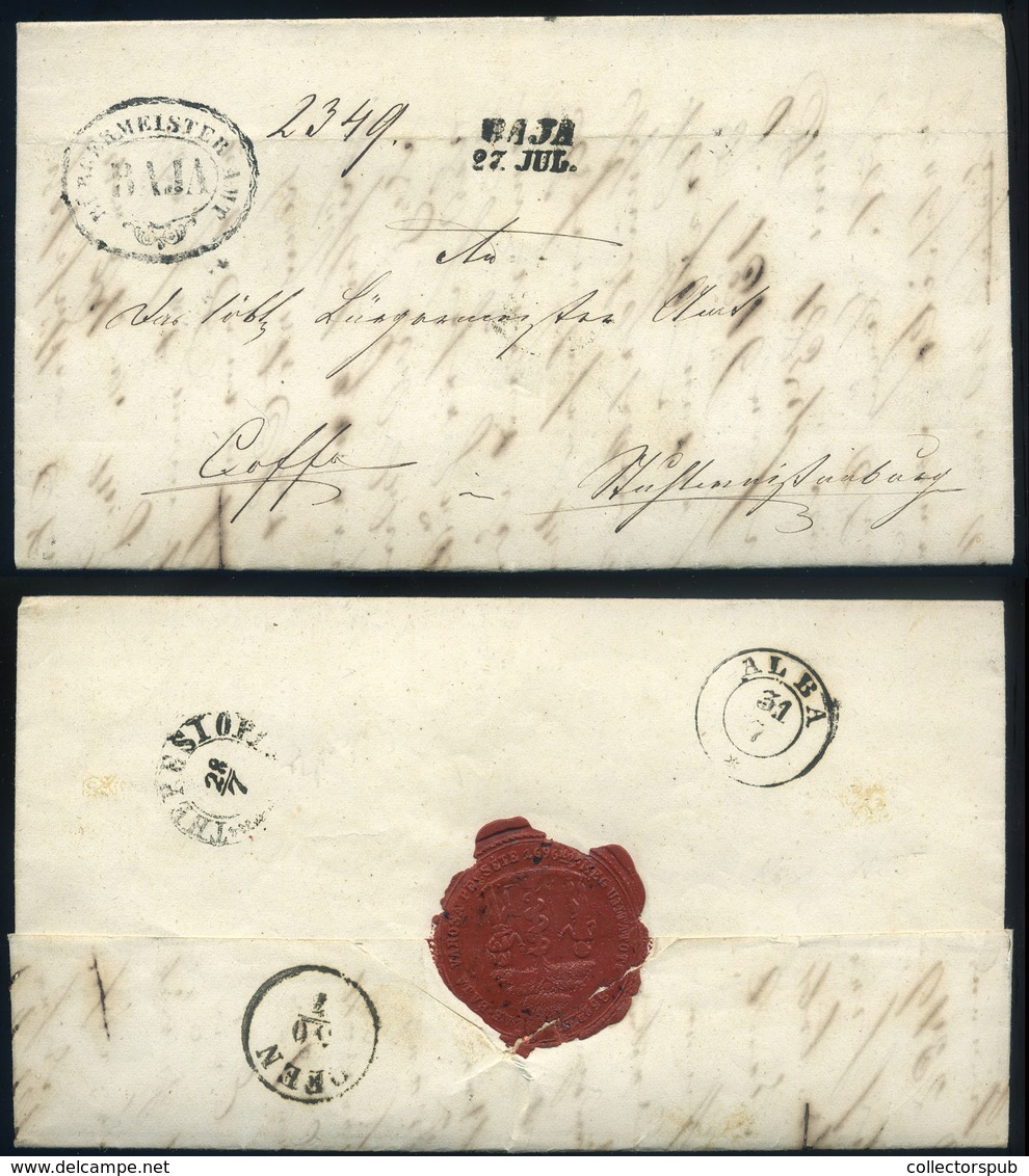 BAJA 1855. Hivatalos Polgármesteri Levél, Tartalommal, Aláírással Szabadkára Küldve - ...-1867 Prephilately