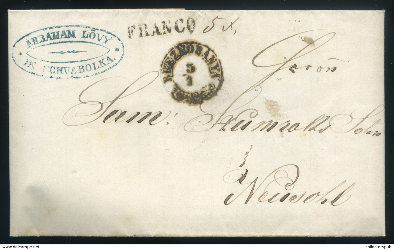 LENGYELORSZÁG 1862.  Abraham Lőwy Céges Levél, Tartalommal "..SCHVABOLKA" Besztercebányára Küldve - ...-1860 Prephilately