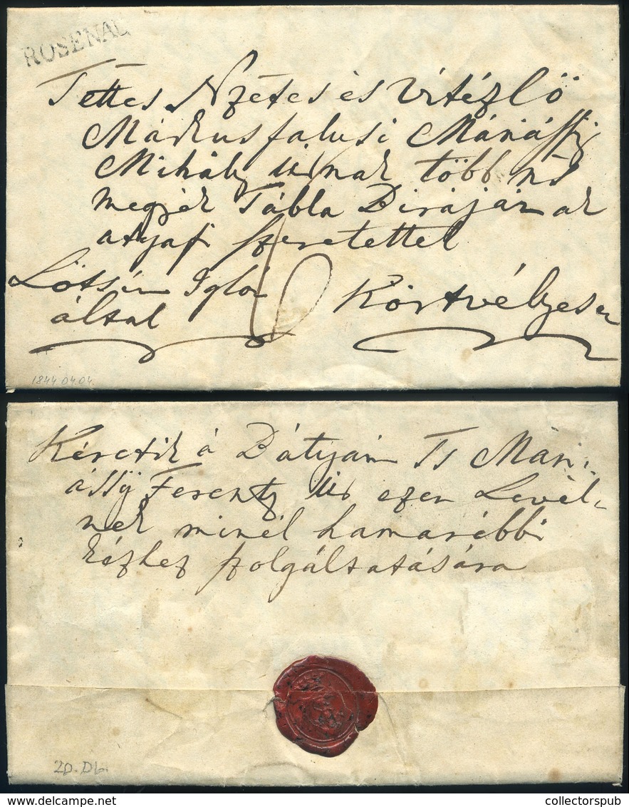 ROZSNYÓ 1844. Portós Levél,tartalommal Berzétén írva, Körtvélyesre Küldve. Máriássy Család. - ...-1867 Prephilately