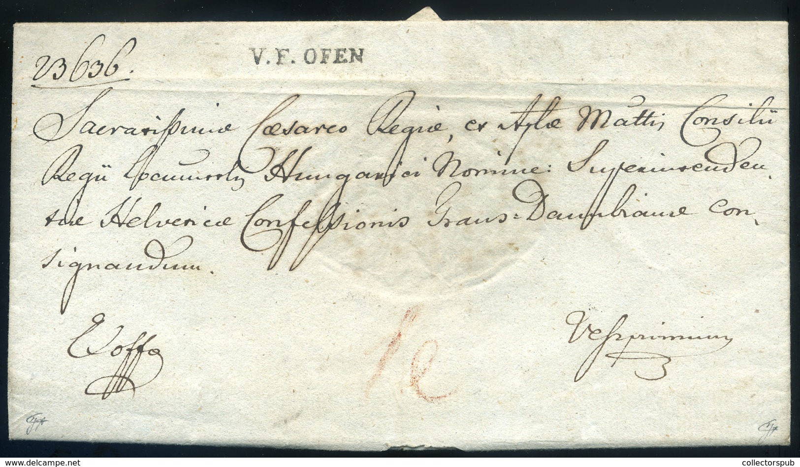 BUDA 1829. Szép Ex Offo Levél, Tartalommal "V.F.OFEN" Veszprémbe Küldve Báró Szilassy József , Királyi Helytartósági Tan - ...-1867 Prephilately