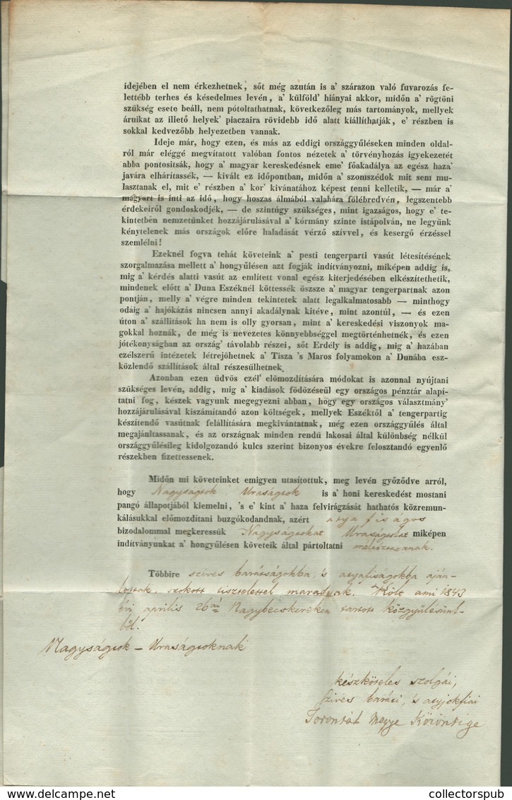 NAGYBECSKEREK 1843. Érdekes Tartalmú, Szép Nyomtatvány Győrbe Küldve. A Törökbecsei Kereskedők Levele A Kereskedelem Fel - Servië