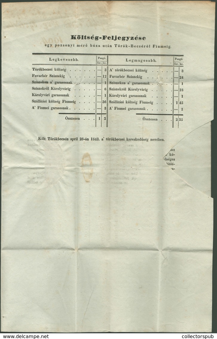 NAGYBECSKEREK 1843. Érdekes Tartalmú, Szép Nyomtatvány Győrbe Küldve. A Törökbecsei Kereskedők Levele A Kereskedelem Fel - Servië