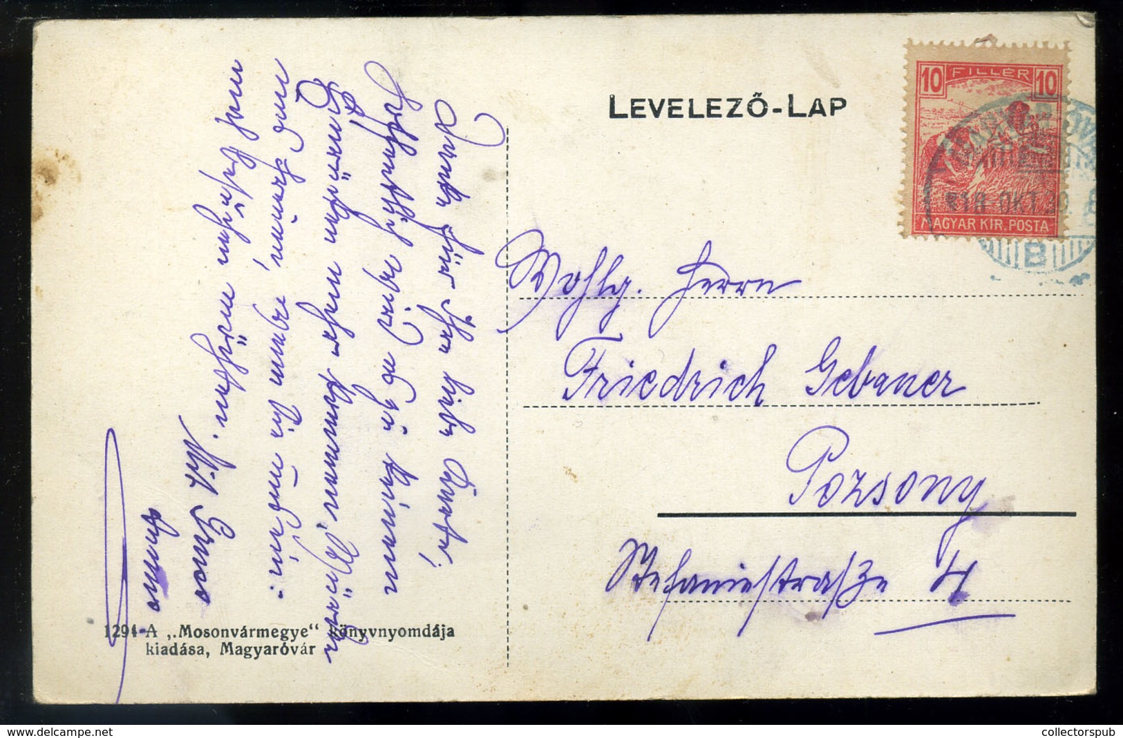 MAGYARÓVÁR 1918. Postahivatal, Régi Képeslap  /  Post Office Vintage Pic. P.card - Hongrie