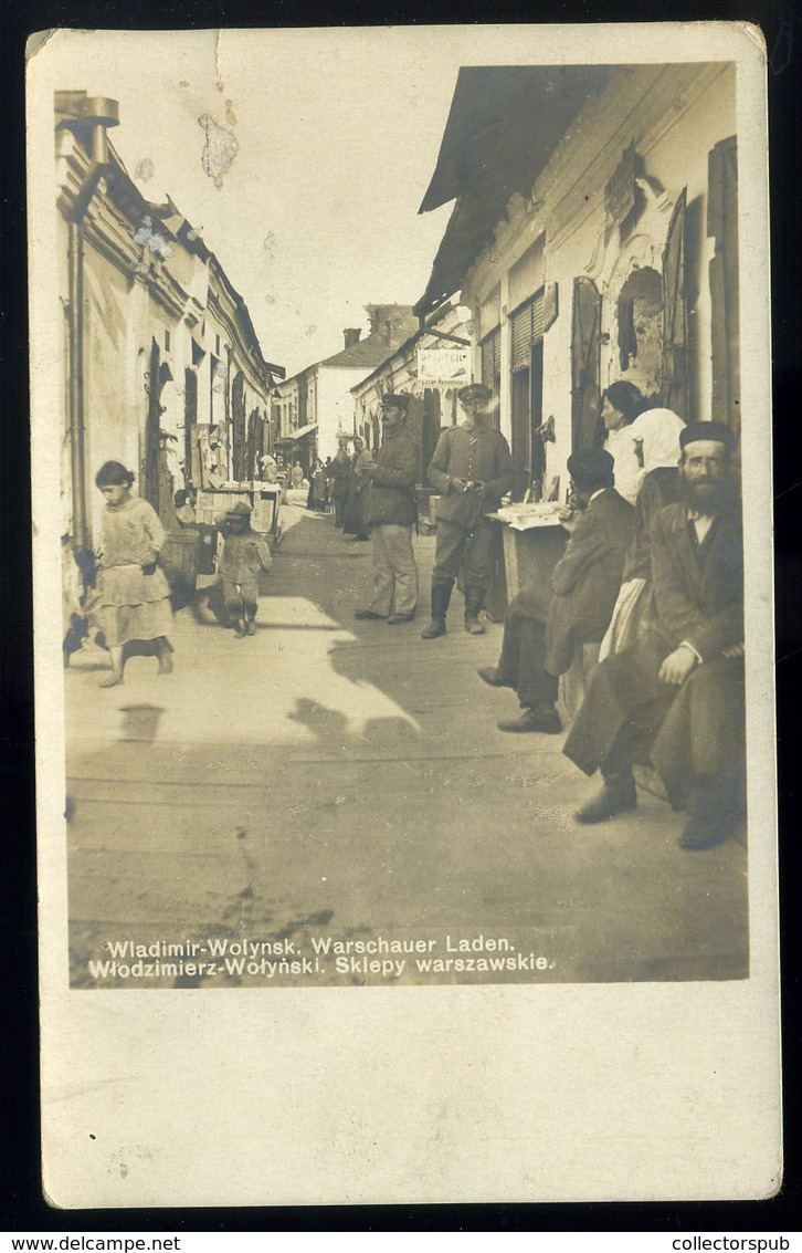 UKRAJNA Wladimir-Wolynsk , Zsidó Negyed Régi Fotós Képeslap, Tábori Postával  /  UKRAINE Jewish Quarter Vintage Pic. P.c - Religion &  Esoterik