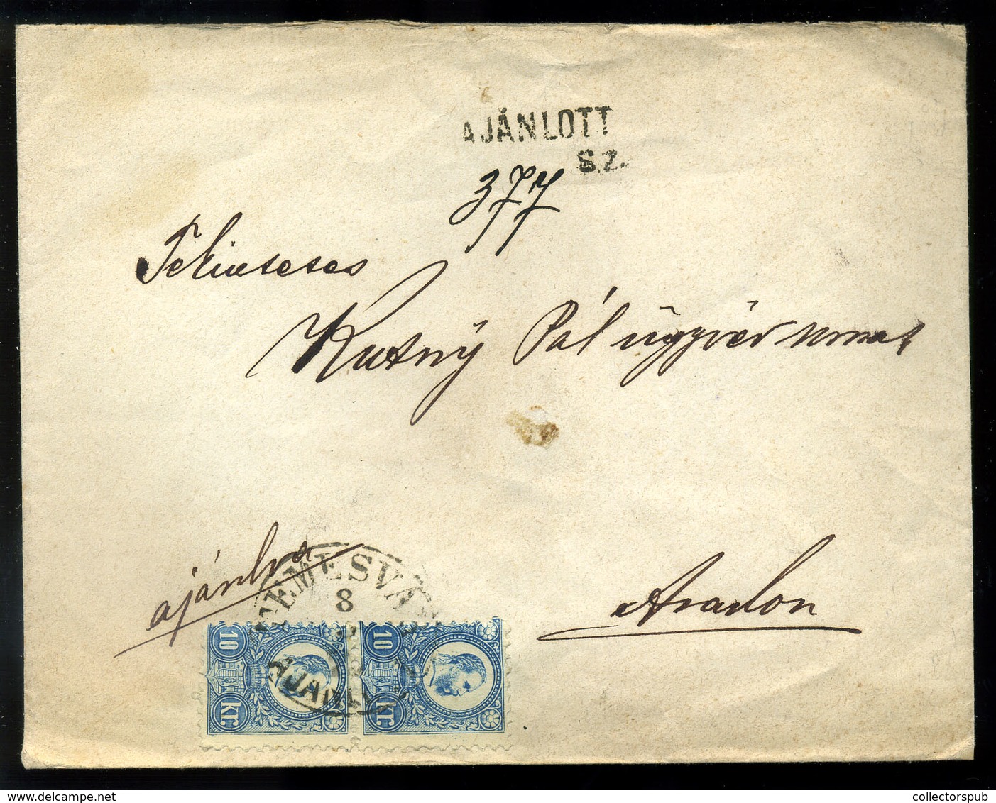 TEMESVÁR 1873. Ajánlott Levél, 10Kr Függőleges Párral Aradra Küldve - Gebraucht