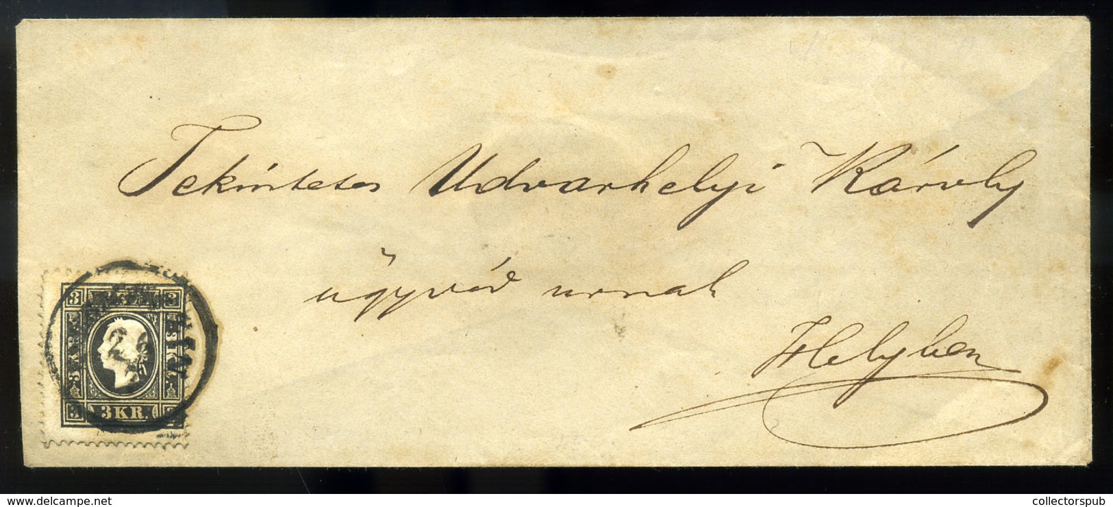 DEBRECEN 1858.  3kr ,fekete  II.  Szép Helyi Levélen (145000) - Gebruikt