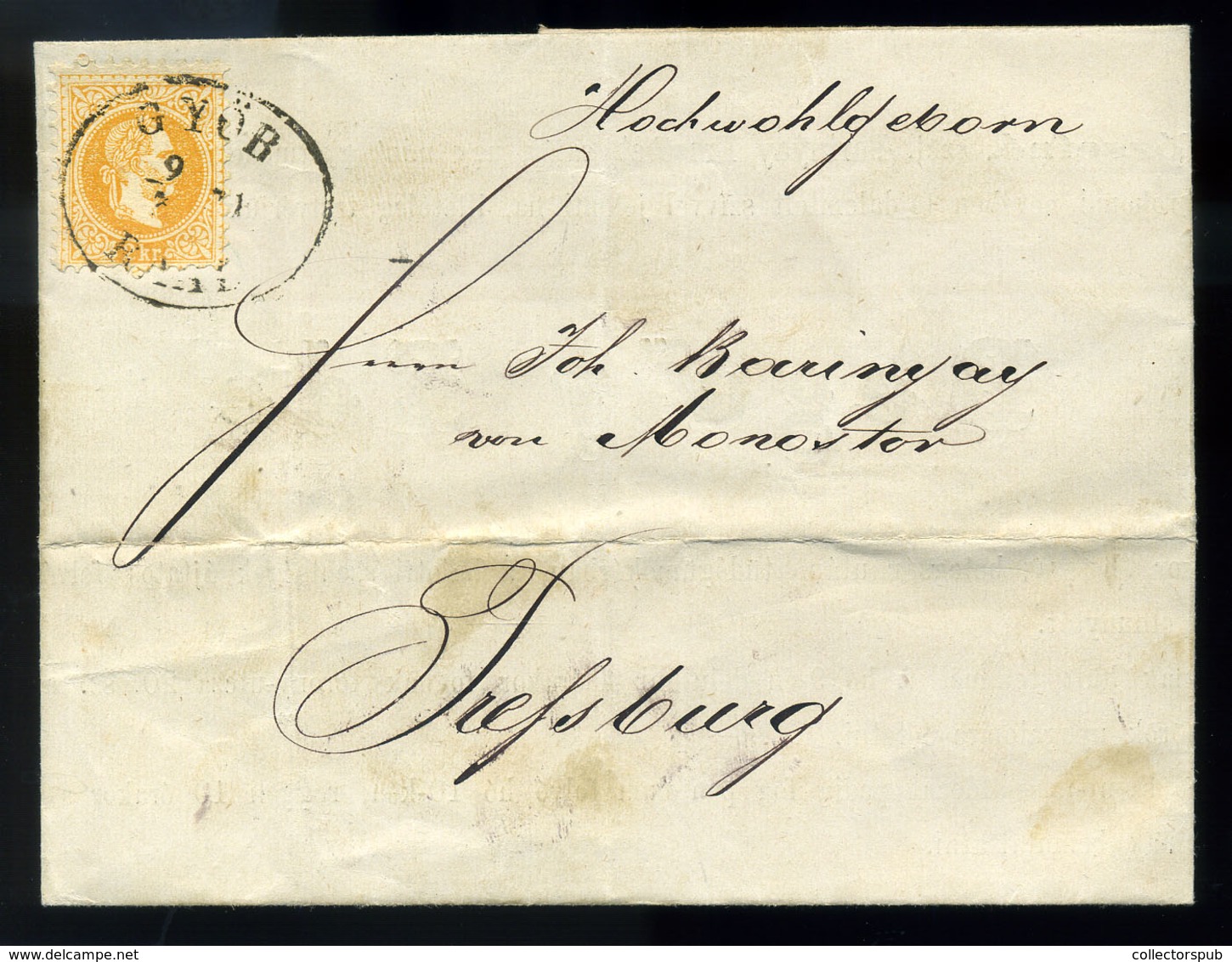 GYŐR 1871. Postázott Gyászjelentés, Reguly Ede - Gebraucht