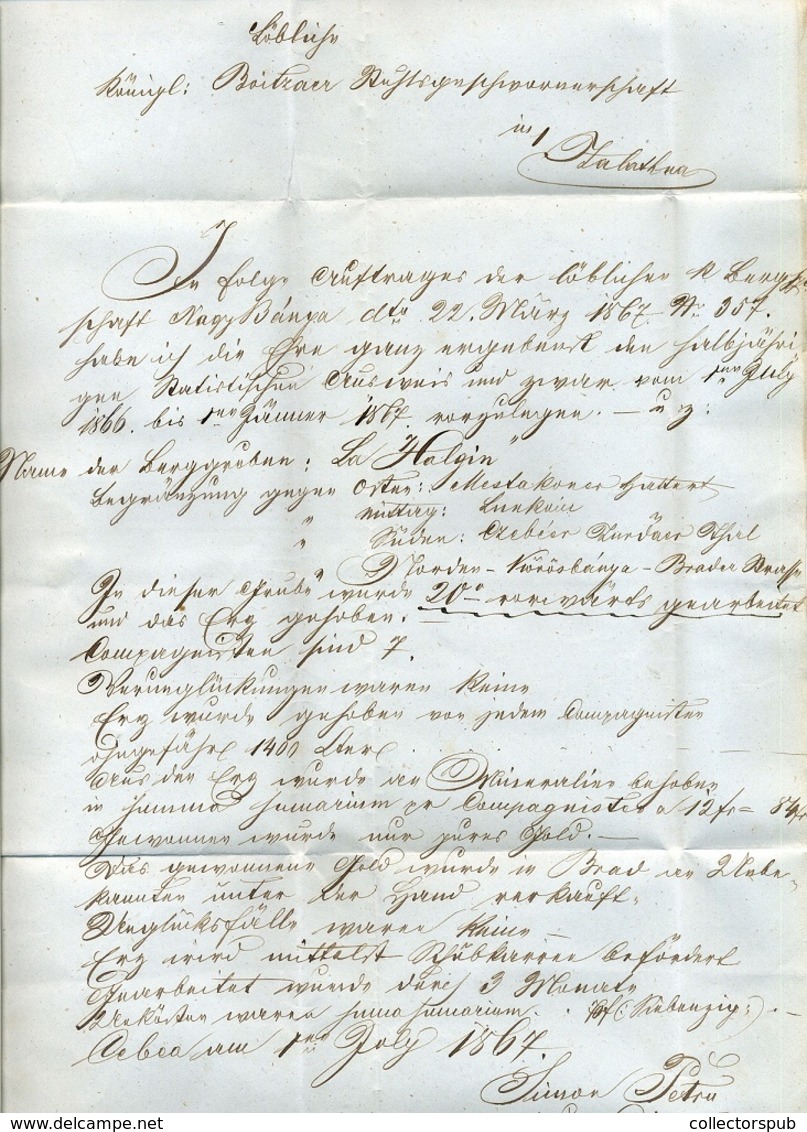 KÖRÖSBÁNYA 1867.07.01. Levél, Tartalommal Zalatnára Küldve. Bányászat. - Gebraucht