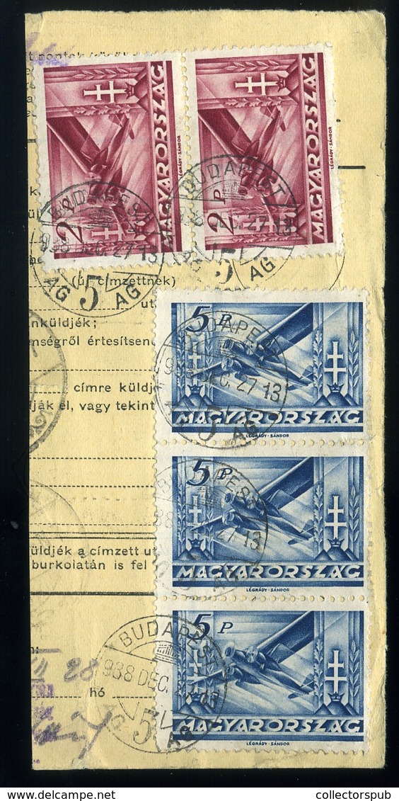 BUDAPEST 1938. Csomagszállító Rész , Repülő 3*5P+2*2P + Arcképek-Horthy Bélyegekkel. - Briefe U. Dokumente