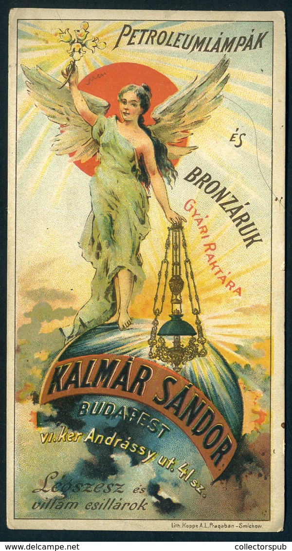 SZÁMOLÓ CÉDULA Régi Reklám Grafika , Kalmár Sándor, Petróleum Lámpák és Bronzáruk  /  Vintage Adv. Graphics BAR TAB, Sán - Ohne Zuordnung