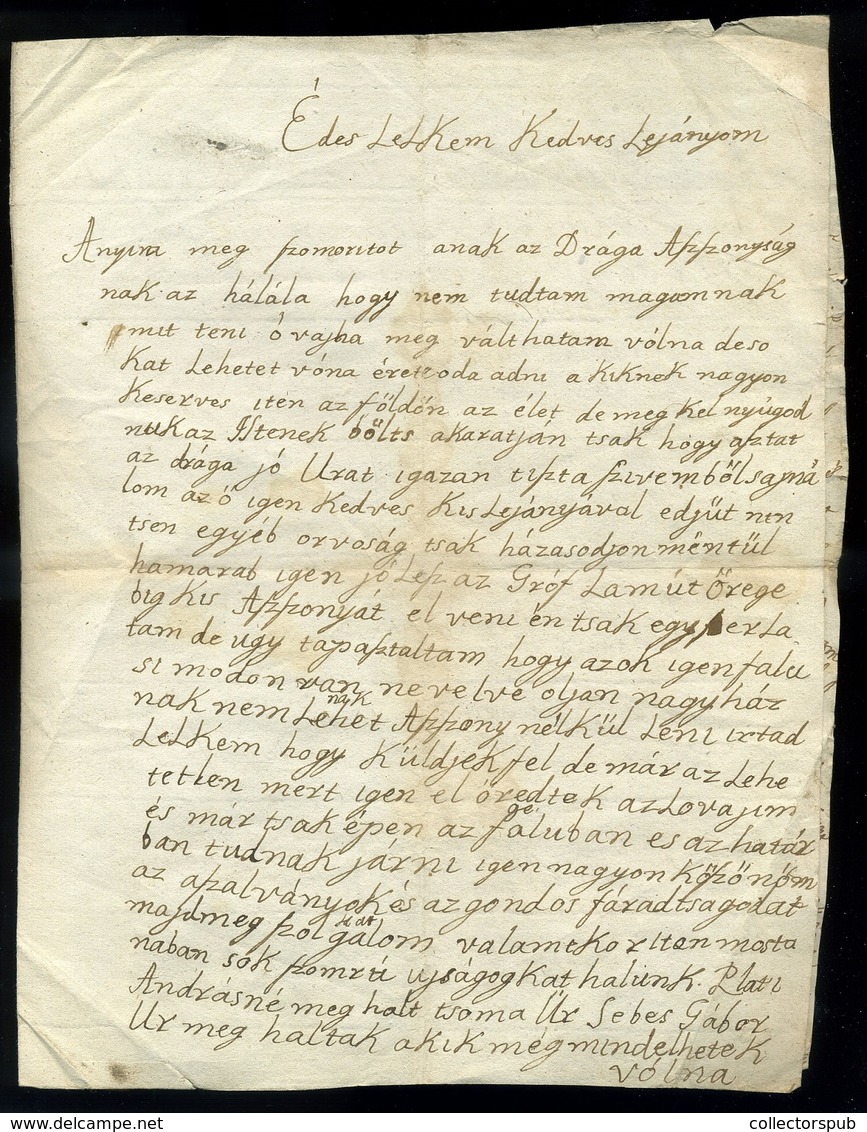 TISZAVÁRKONY 1828. A Pély Nagy Család Levelezése , 2 (4) Levél - Non Classés