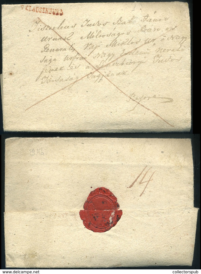 KOLOZSVÁR 1820.  Portós Levél, Szép Magyar Nyelvű Tartalommal, Piros Bélyegzéssel (G:300P) - ...-1867 Prephilately