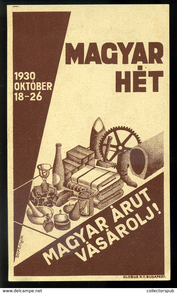 SZÁMOLÓ CÉDULA  Régi Reklám Grafika , Magyar Hét, Bortnyik  /  Vintage Adv. Graphics BAR TAB, Hun. Week, Botnyik - Non Classificati