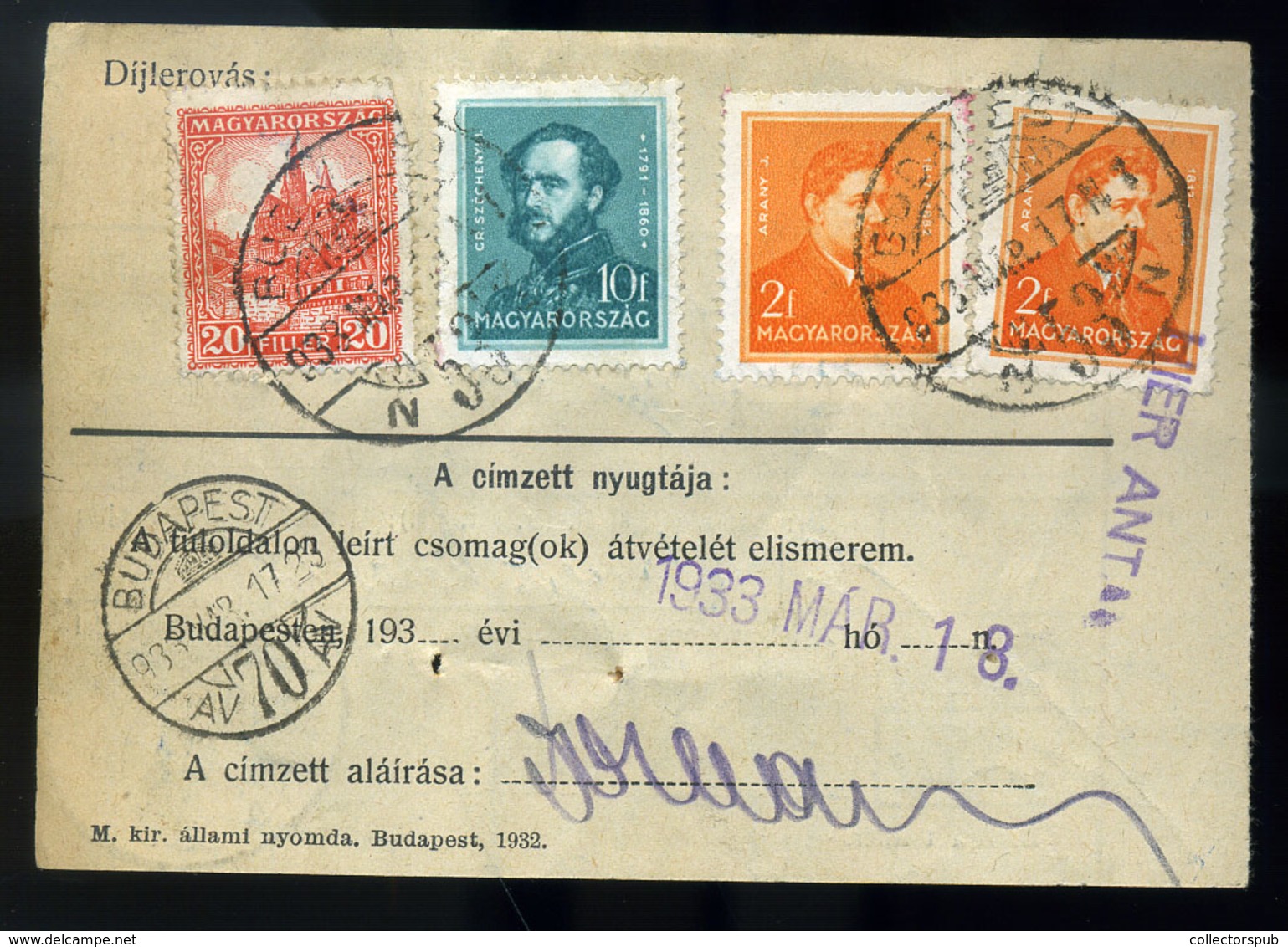 BUDAPEST 1933. Helyi, Csak Budapesten Használt Csomagszállító Arcképek-P-f Bérmentesítéssel - Covers & Documents