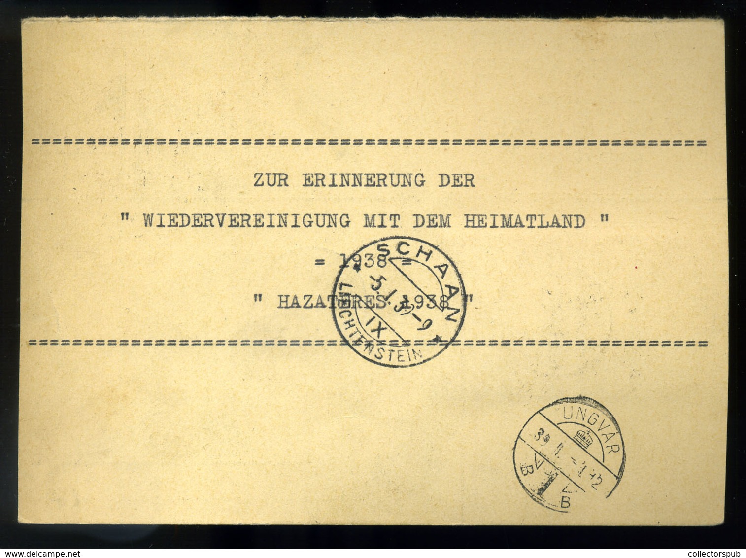 UNGVÁR 1939. Liechenstein-i Válaszos Levlap, Ajánlottan Visszaküldve! Érdekes Darab! - Covers & Documents