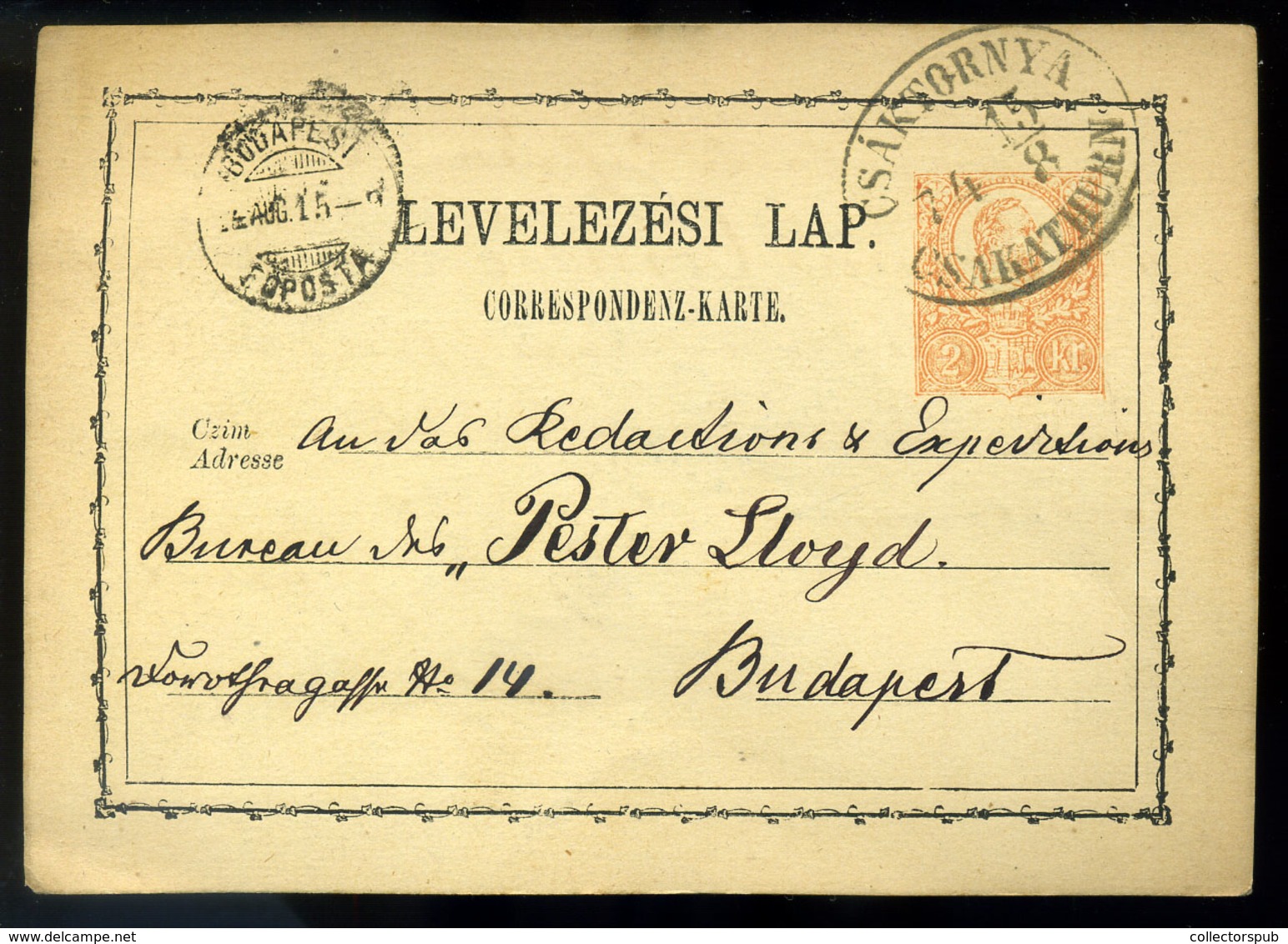 CSÁKTORNYA 1874. Díjjegyes Levlap, Szép Bélyegzéssel Pestre Küldve  /  1874 Stationery P.card Nice Pmk To Pest - Kroatië