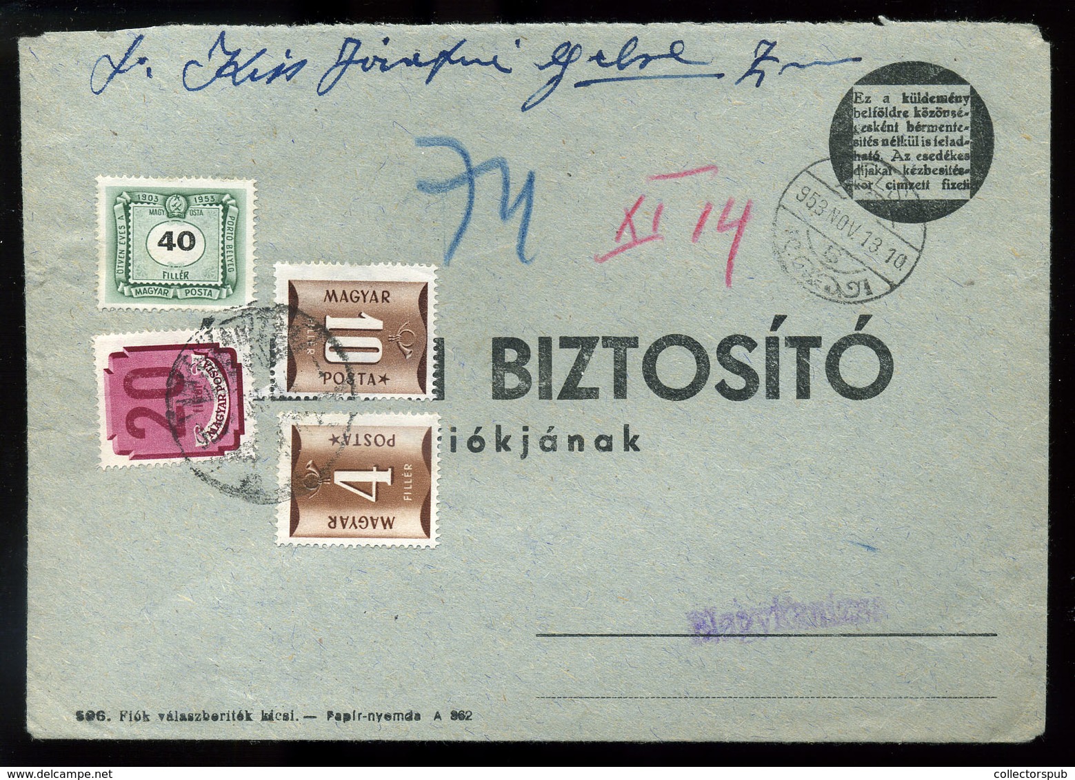 GELSE 1953. Levél Budapestre Küldve, 3 Kiadás, Vegyes Portózásával! RRR! - Postage Due