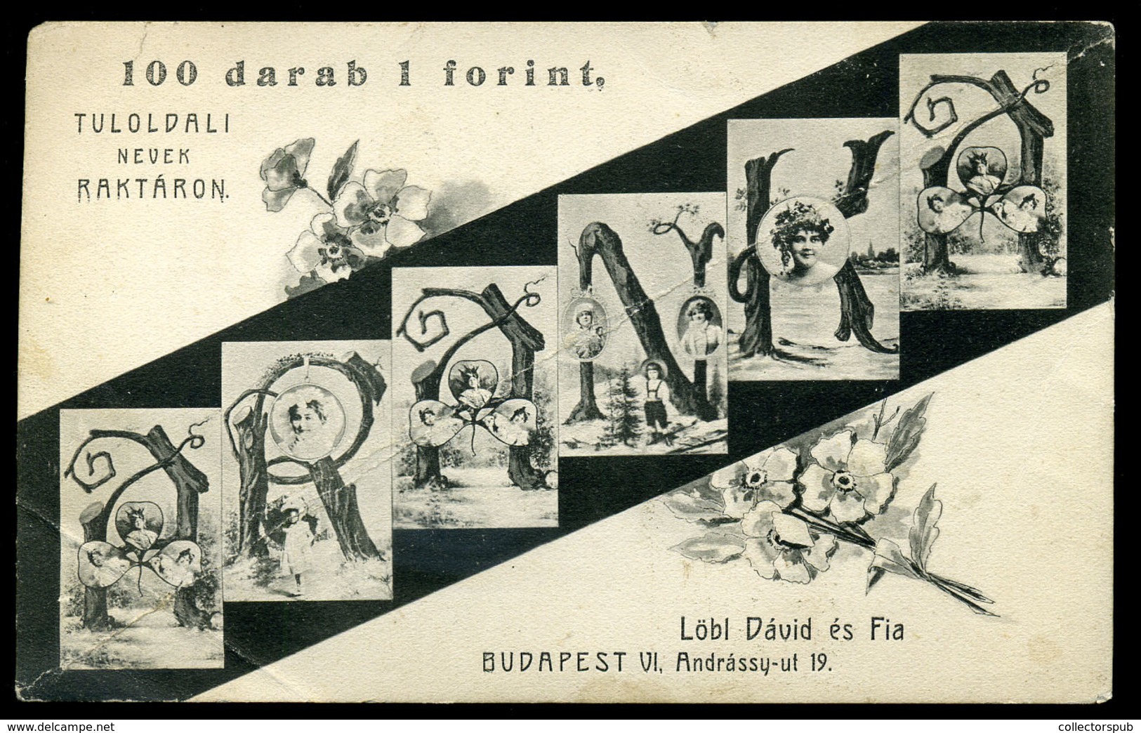 BUDAPEST 1910. Cca. Löbl Dávid és Fia Képeslap Kereskedés, Ritka Reklám Képeslap  /  Ca 1910 Postcard Store Rare Adv. Vi - Ungarn