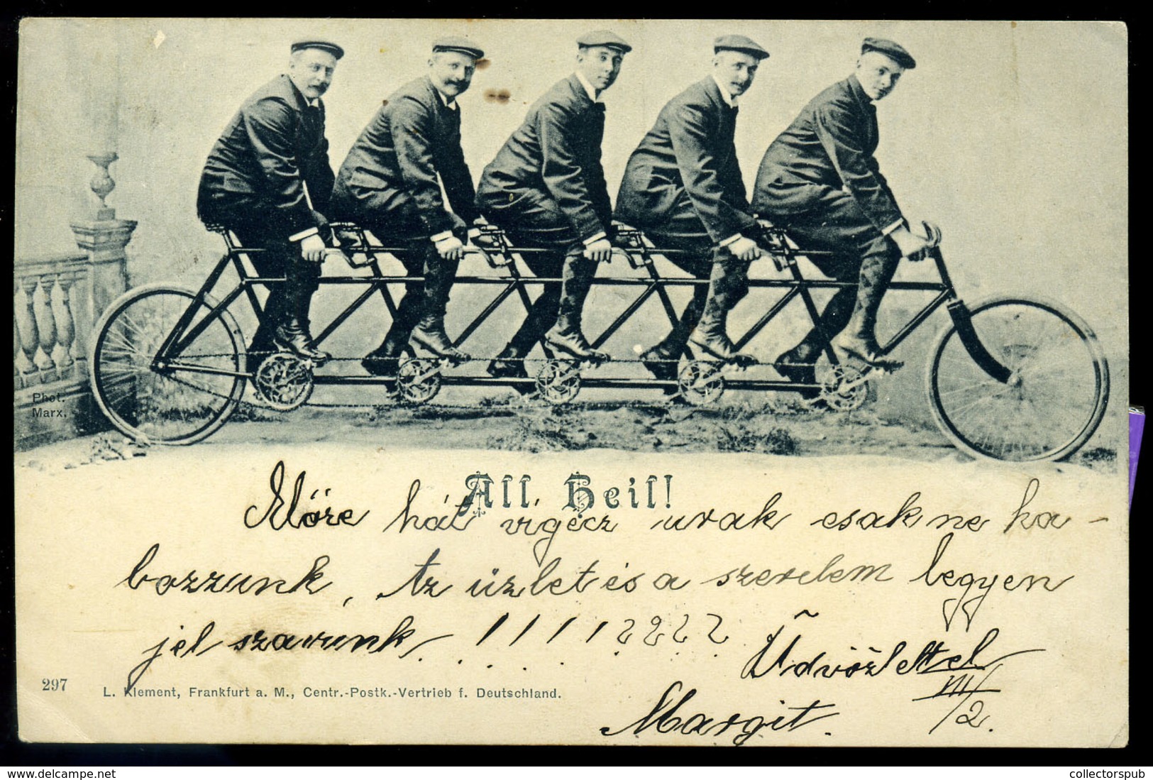 1899. Kerékpár, ötös Tandem! Ritka Képeslap , Rimaszombat  /  Bicycle Tandem Rare Vintage Pic. P.card - Ungarn