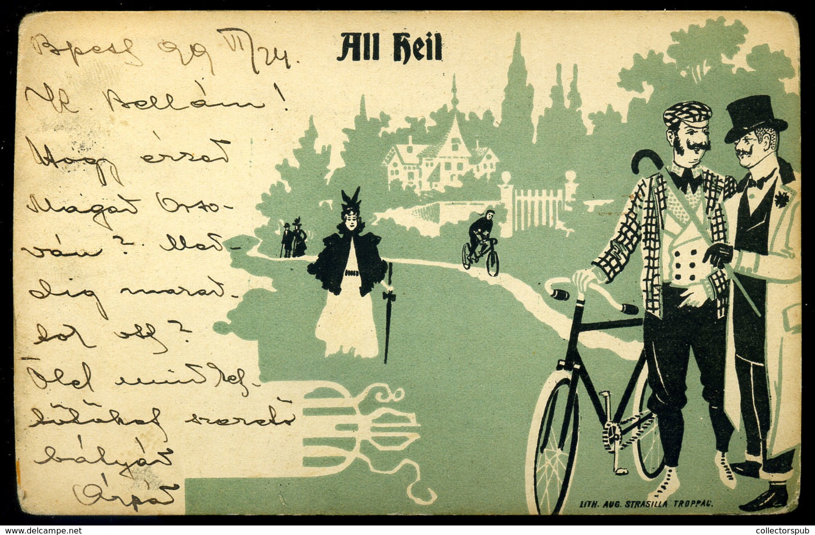 1899. Kerékpár,   Litho Képeslap Kirchner ?  /  Bycicle Litho Vintage Pic. P.card - Hungary