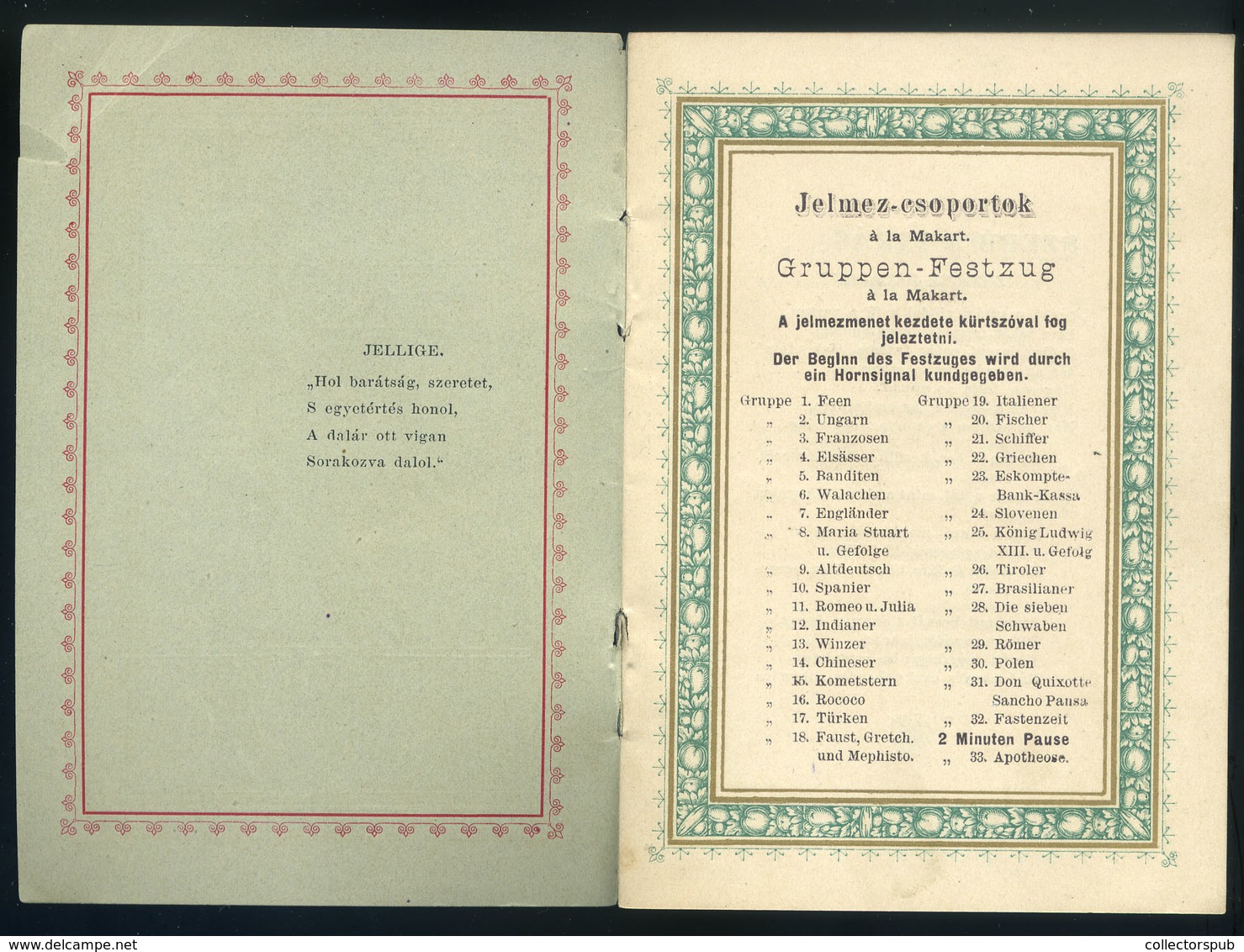 BUDAPEST 1885. Budapesti Egyetértés Férfi Dalegylet , Dekoratív Műsorfüzet, Táncrend - Zonder Classificatie