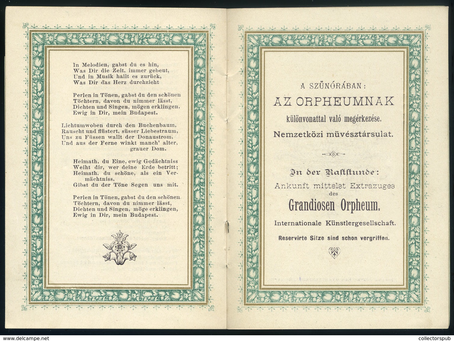 BUDAPEST 1885. Budapesti Egyetértés Férfi Dalegylet , Dekoratív Műsorfüzet, Táncrend - Zonder Classificatie