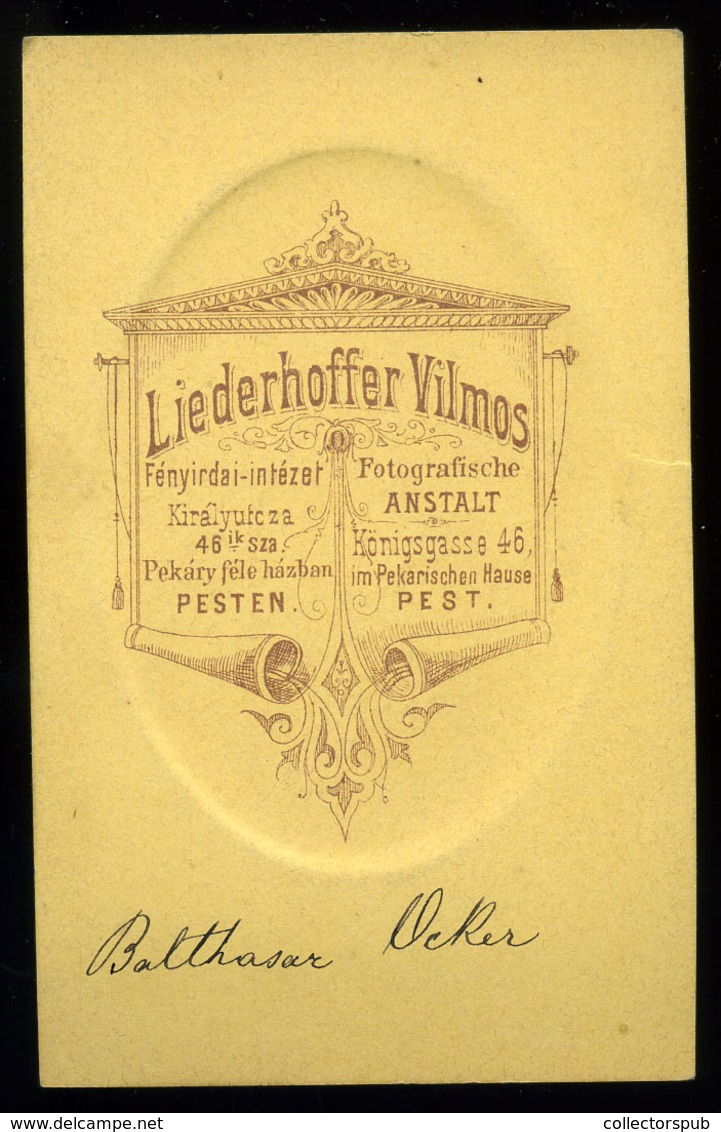 PEST  1875. Cca. Liederhoffer : Ocker Baltazár Visit Fotó - Other & Unclassified