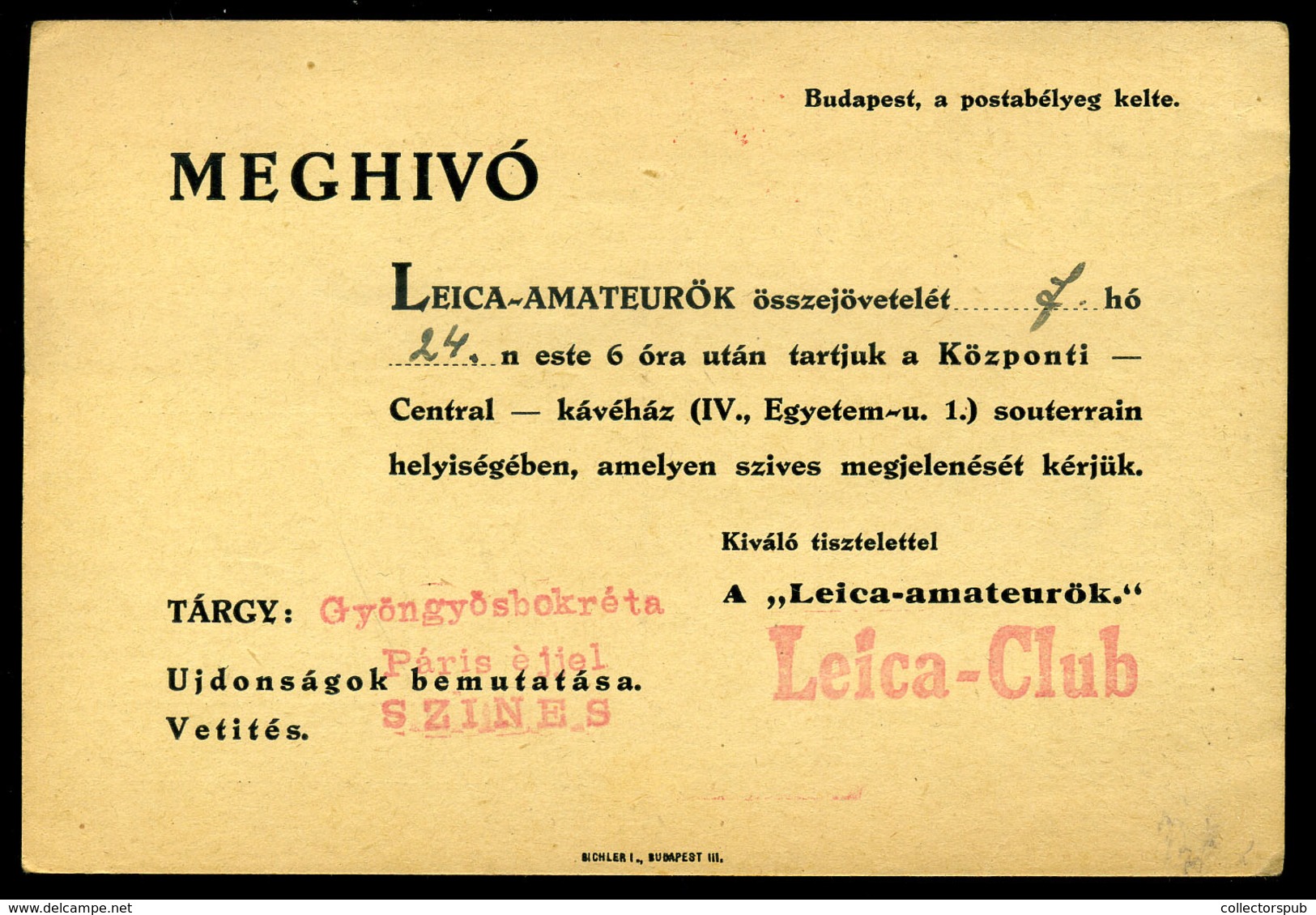 BUDAPEST 1938. Margit Körút, Gondos Géza  Fotó üzlet, Francotyp Reklám Levlap - Lettres & Documents