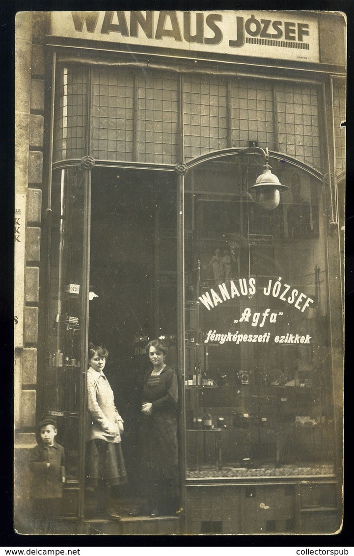 BUDAPEST IV. Sütő U. 2. Wanaus József Fényképészeti üzlete, Ritka Fotós Képeslap  /  Photographer Shop Rare Vintage Pic. - Andere & Zonder Classificatie