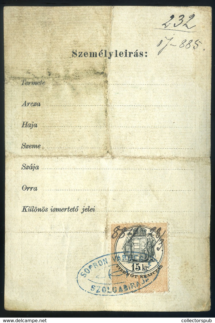 SOPRON 1884. Igazolványi Jegy, Okmány Bélyeggel - Covers & Documents