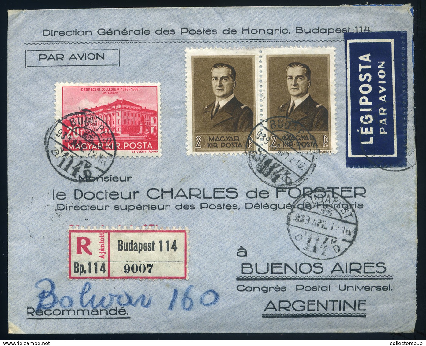 BUDAPEST 1939. Szép Légi Levél 4P20f Argentínába Küldve - Lettres & Documents