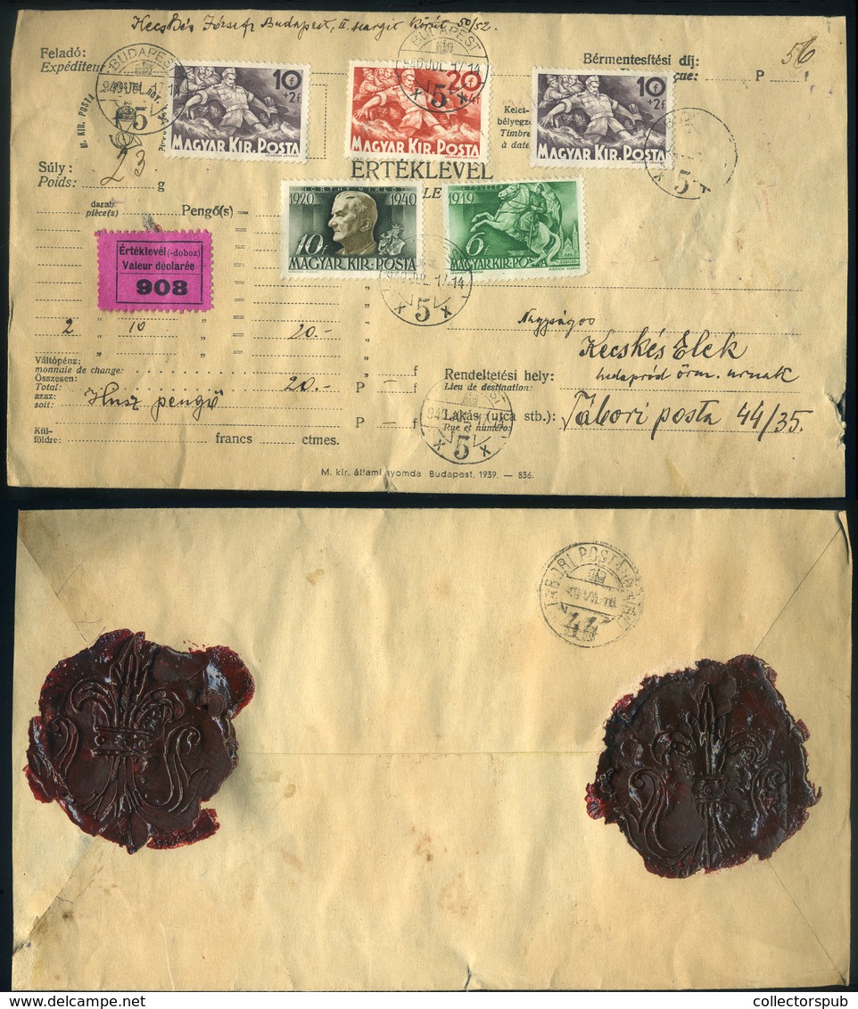 BUDAPEST 1940. Szép értéklevél Tábori Postára Küldve - Covers & Documents