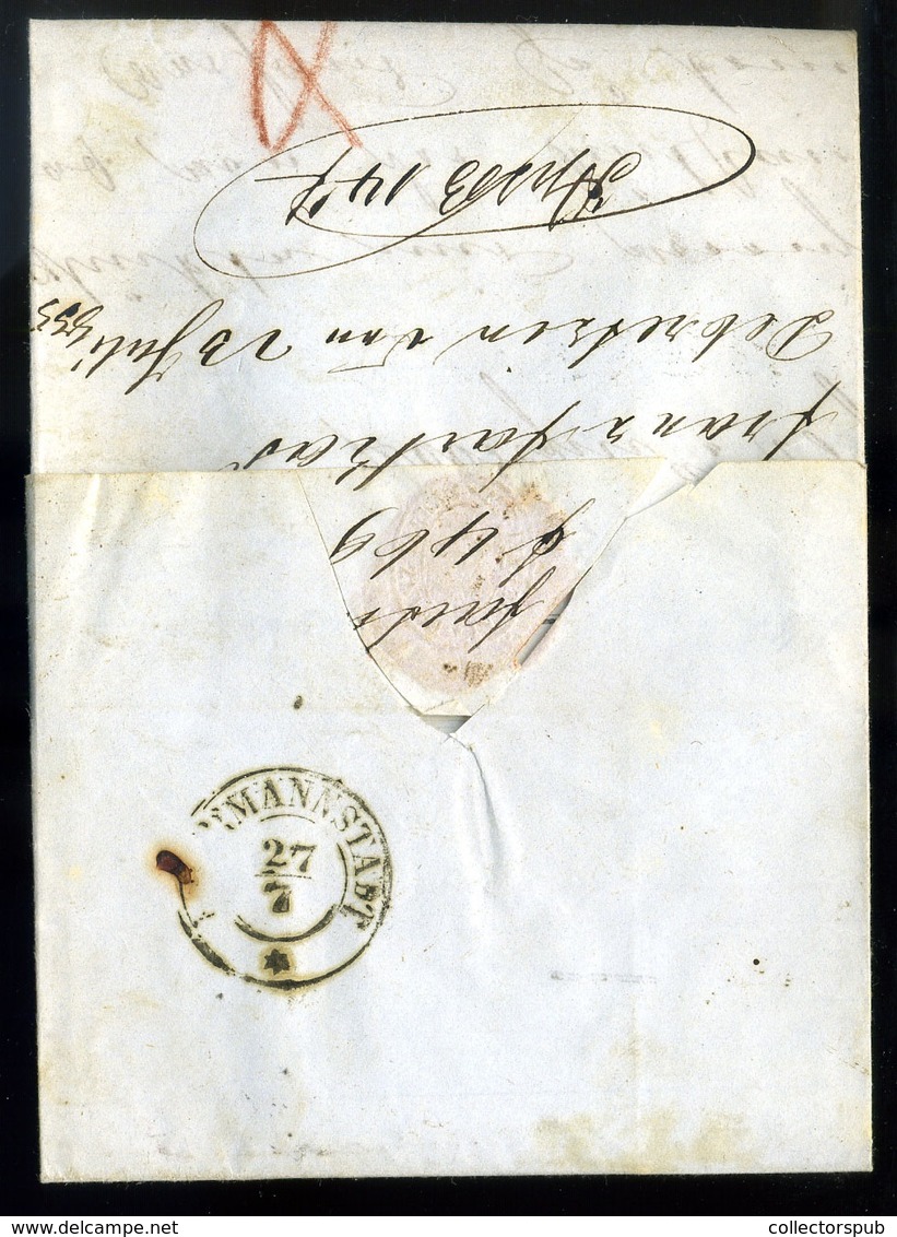 DEBRECEN 1855. Farkas Ferenc, Dekoratív, Postázott Számla Levél 6Kr+3Kr-ral Nagyszebenbe Küldve - Gebruikt