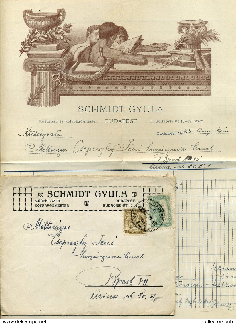 BUDAPEST 1925. Schmidt Gyula, Műépítész, Postázott, Fejléces, Céges Számla - Unclassified