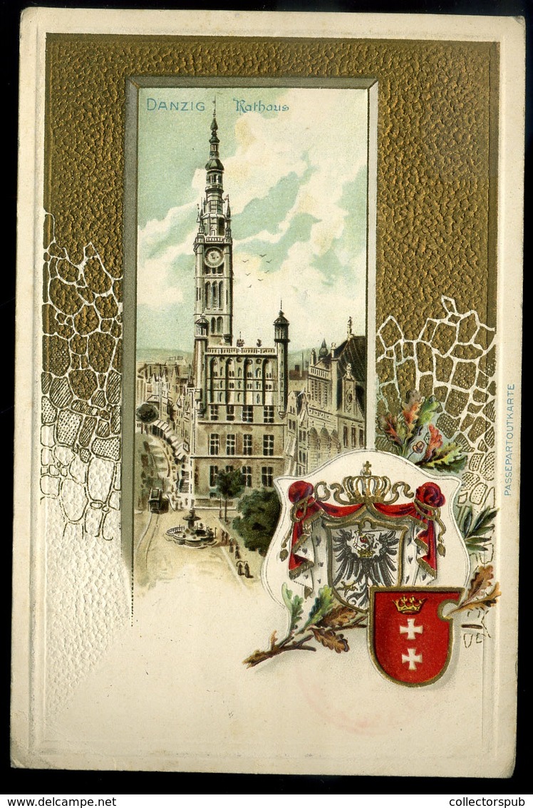 LENGYELORSZÁG Danzig Címeres, Litho Képeslap 1903.  /  POLAND Danzig Coat Of Arms Litho Vintage Pic. P.card 1903 - Pologne