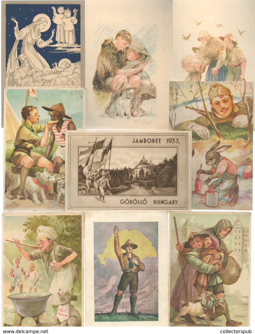 CSERKÉSZ Tétel, 21 Db Márton Képeslap  /  BOY SCOUT BUNDLE 21 Vintage Pic. P.cards - Ungarn