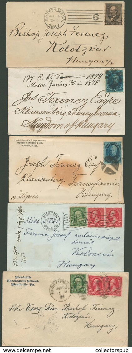 1878-1900. 6db Szép Levél Az USA-ból Kolozsvára Küldve, Ferencz József Unitárius Püspöknek,érdekes Tétel. - Lettres & Documents