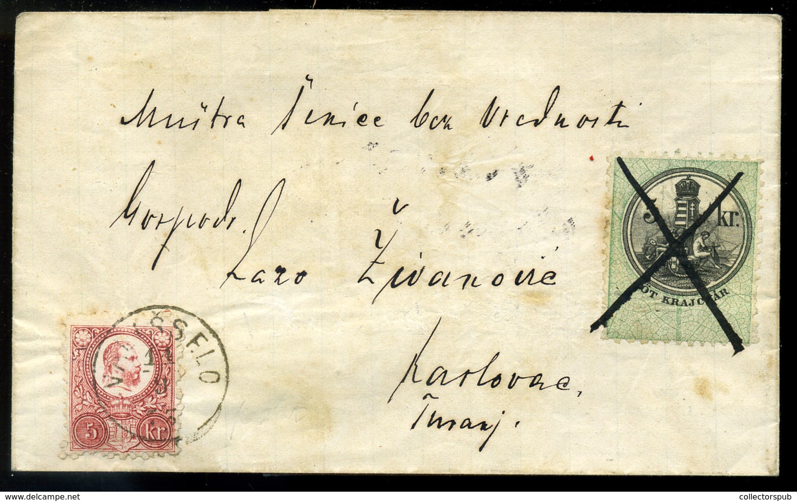 VALISELLO 1873. Dekoratív , Okmánybélyeges 5kr-os Levél Karlovacra Küldve (G:500) - Croatie