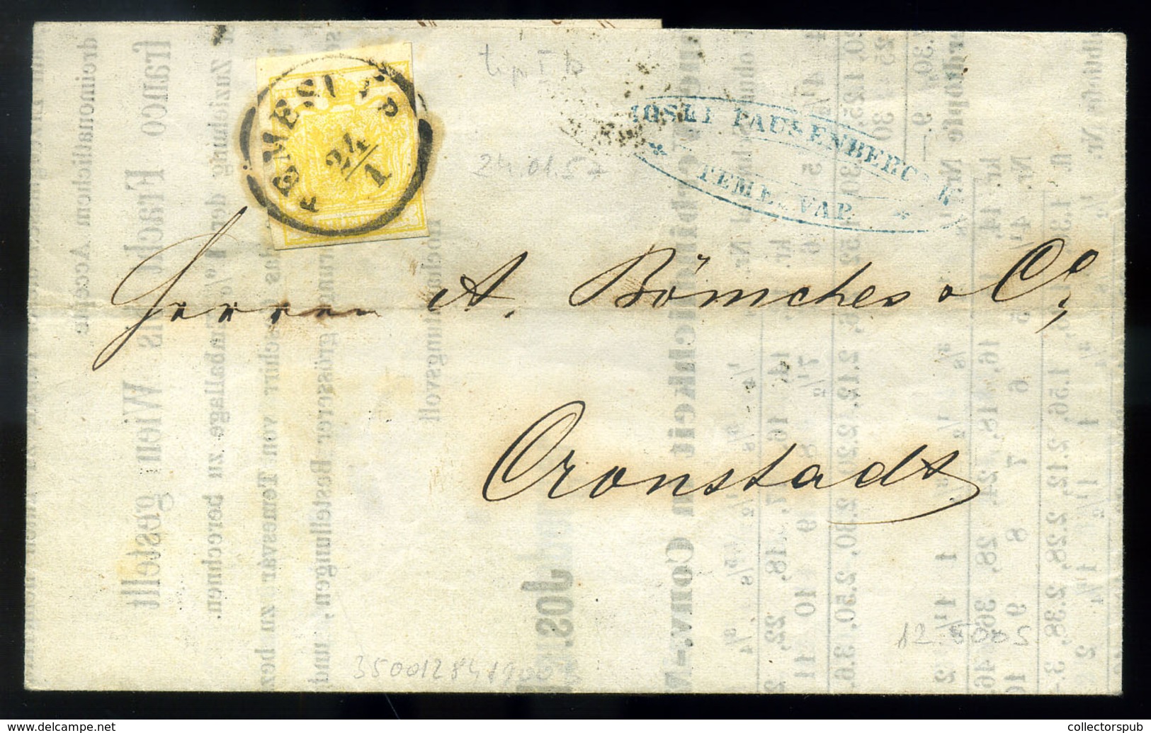 TEMESVÁR 1857. 1Kr (megfelelő Szélekkel Vágott) Szép Bélyeg, Dekoratív Céges Levélen Brassóba Küldve (70000) - Used Stamps