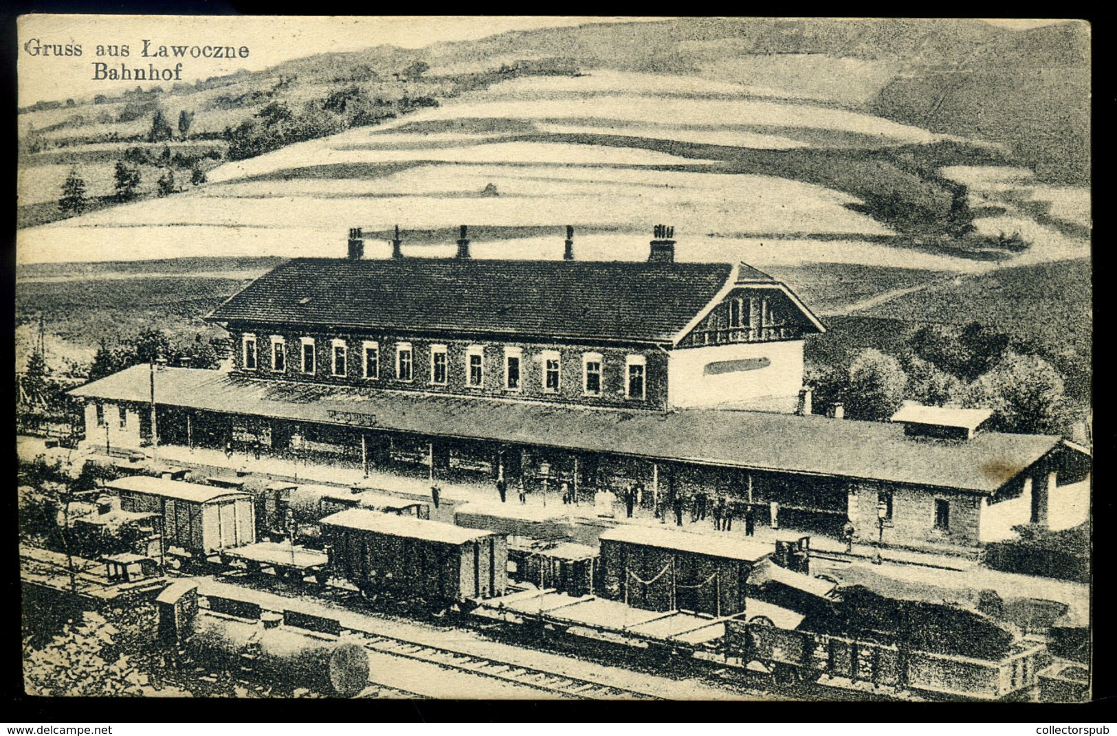 LAWOCZNE 1916. Pályaudvar, Cenzúrázott Képeslap  /  Train Station Cens. Vintage Pic. P.card - Ukraine