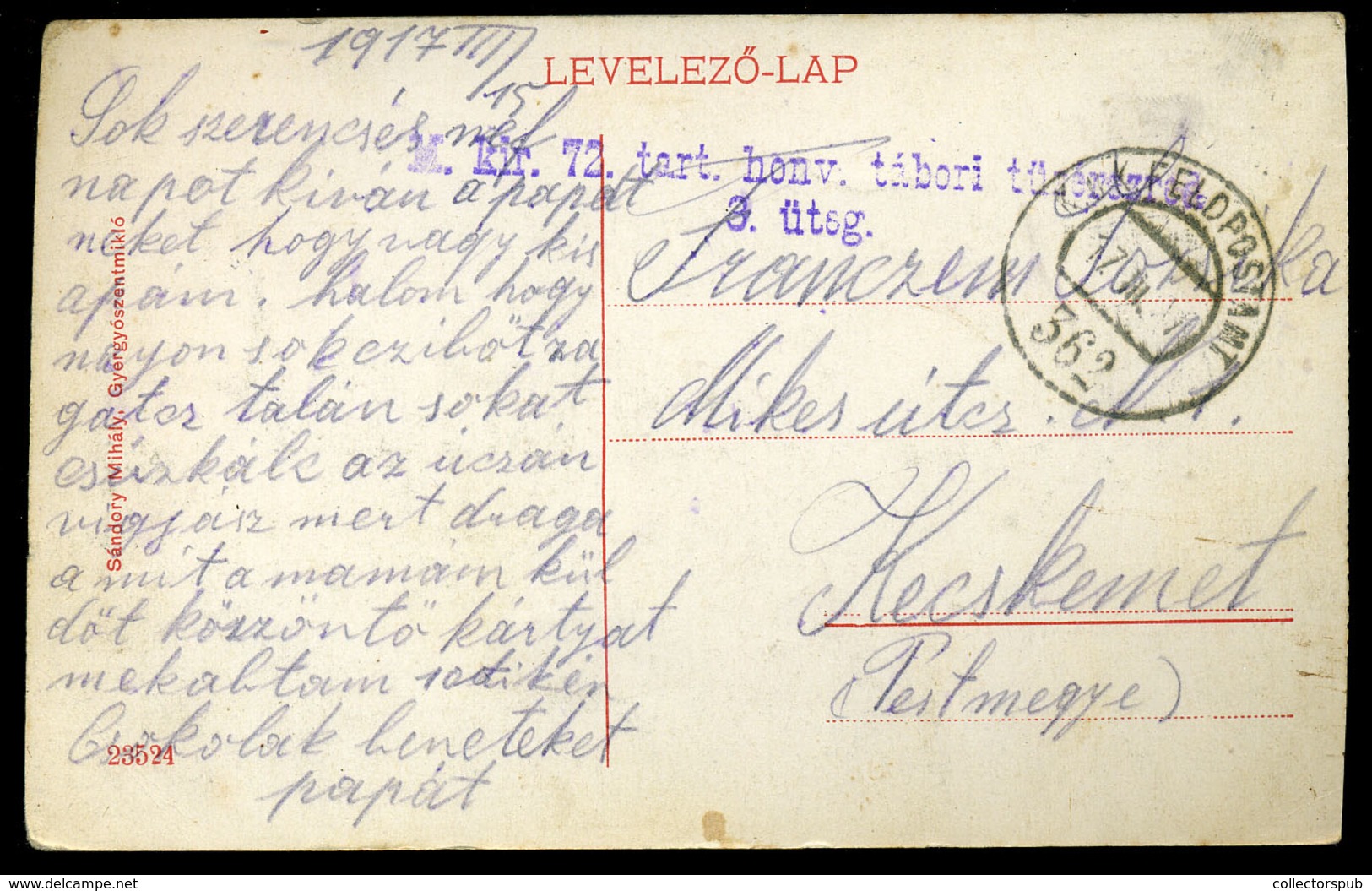 GYERGYÓSZENTMIKLÓS 1917. Pályaudvar, Tábori Postával, Régi Képeslap  /  Train Station Via FPO Vintage Pic. P.card - Hungary
